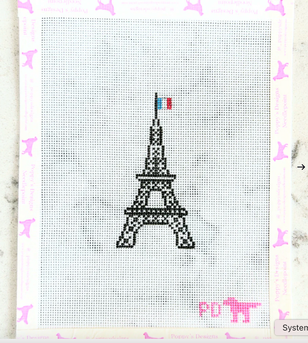 Eiffel Tower Needlepoint Canvas - Poppy's Designs