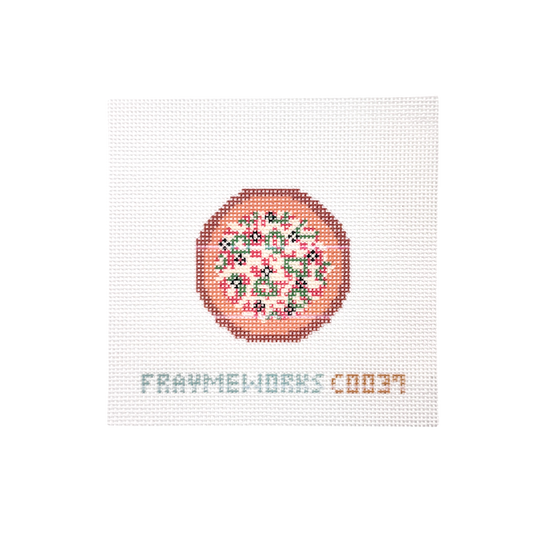 Pizza Big 2.25" round Mini Needlepoint Canvas