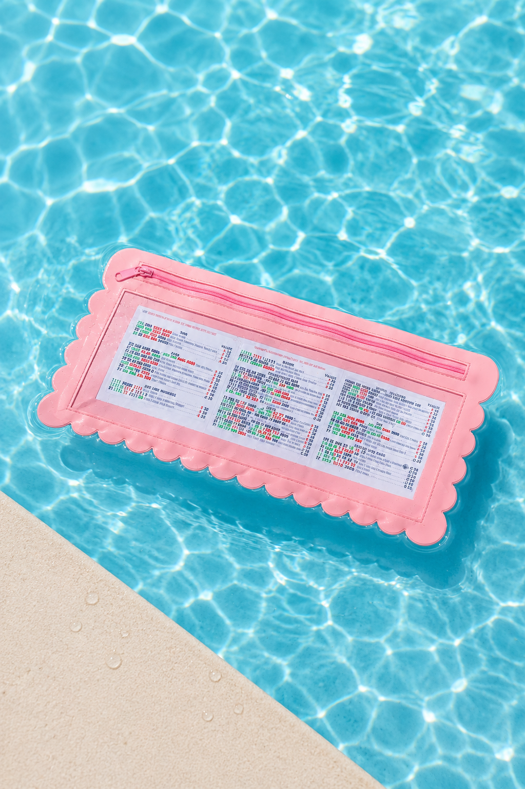 Splash-Proof Mahjong Card Holder for Pool Mahjong - Pink Scallops STANDARD SIZE
