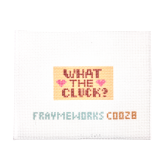 What the Cluck Gold 1.25"x 2.25" Mini Needlepoint Canvas