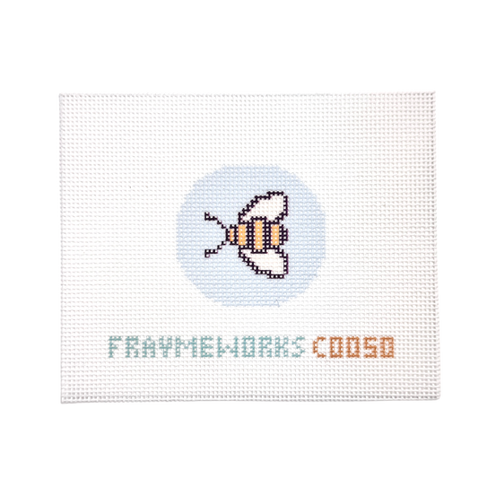 Bee 1.75" Round Mini Needlepoint Canvas