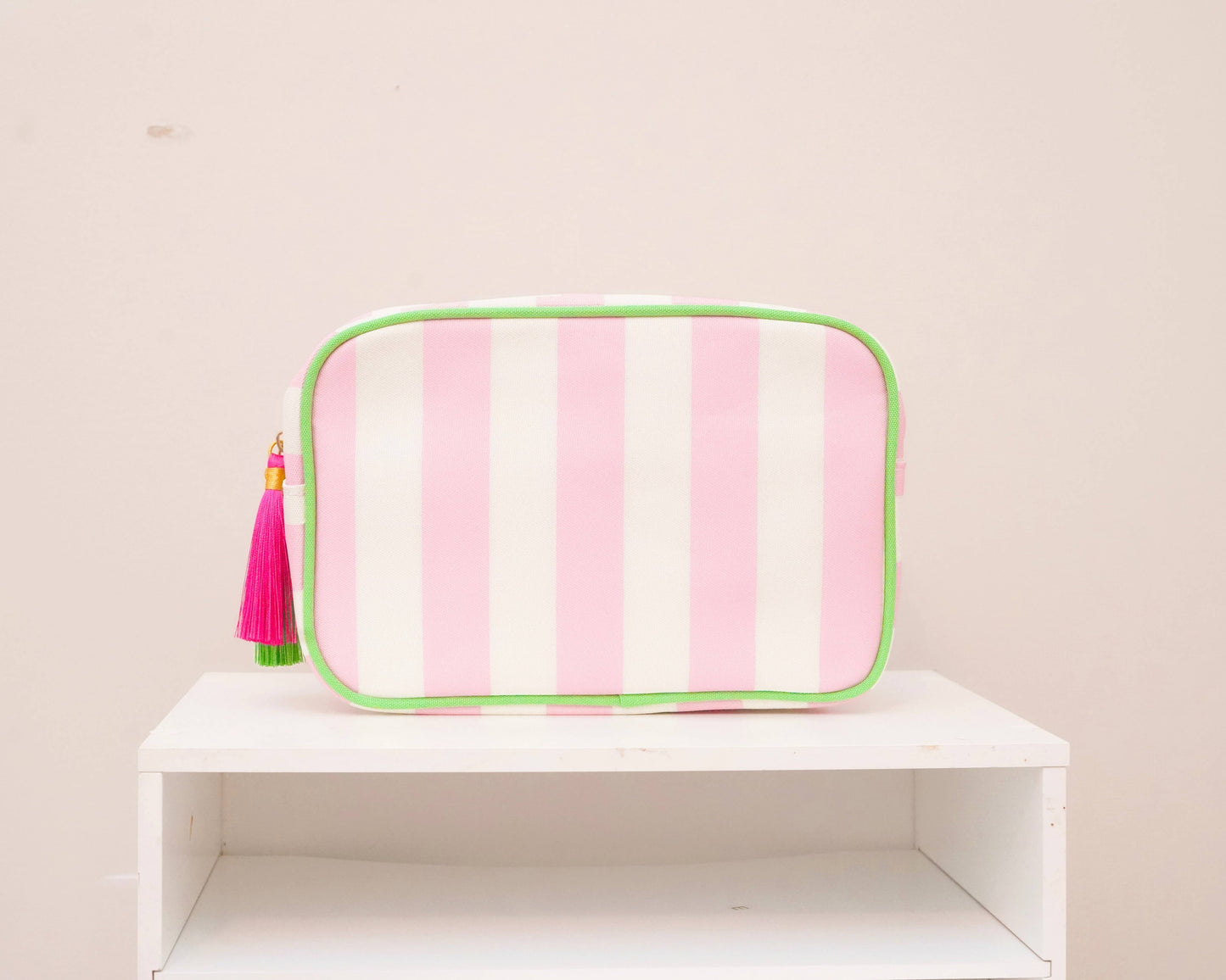 Pink Striped Zip Project Bag