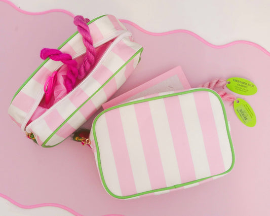 Pink Striped Zip Project Bag