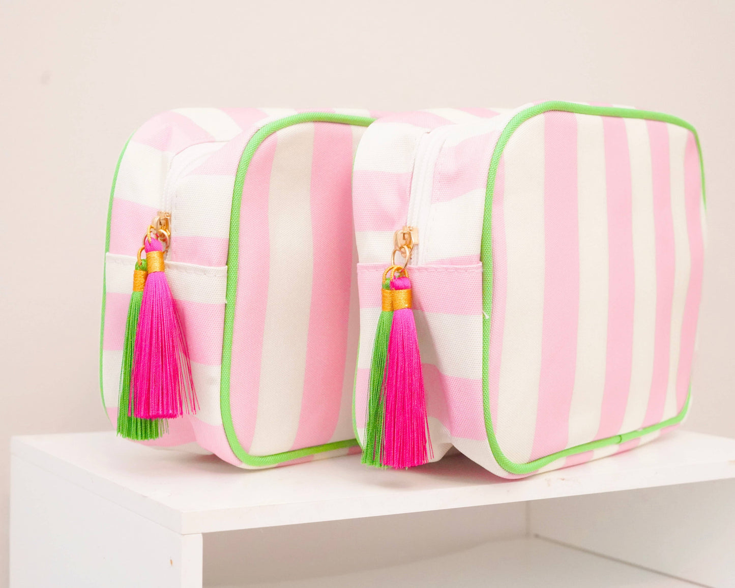 Pink Striped Zip Project Bag