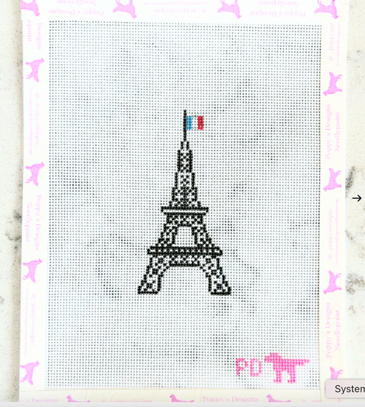 Eiffel Tower Needlepoint Canvas - Poppy's Designs